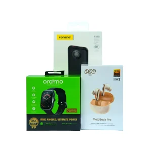 ORAIMO WATCH NOVA AM+QCY Melo Buds Pro and Foneng PX