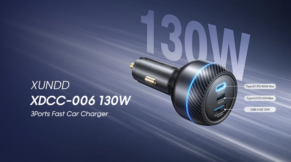 XUNDD XDCC-006 130W 3Ports Fast Car Charger Price in Bangladesh