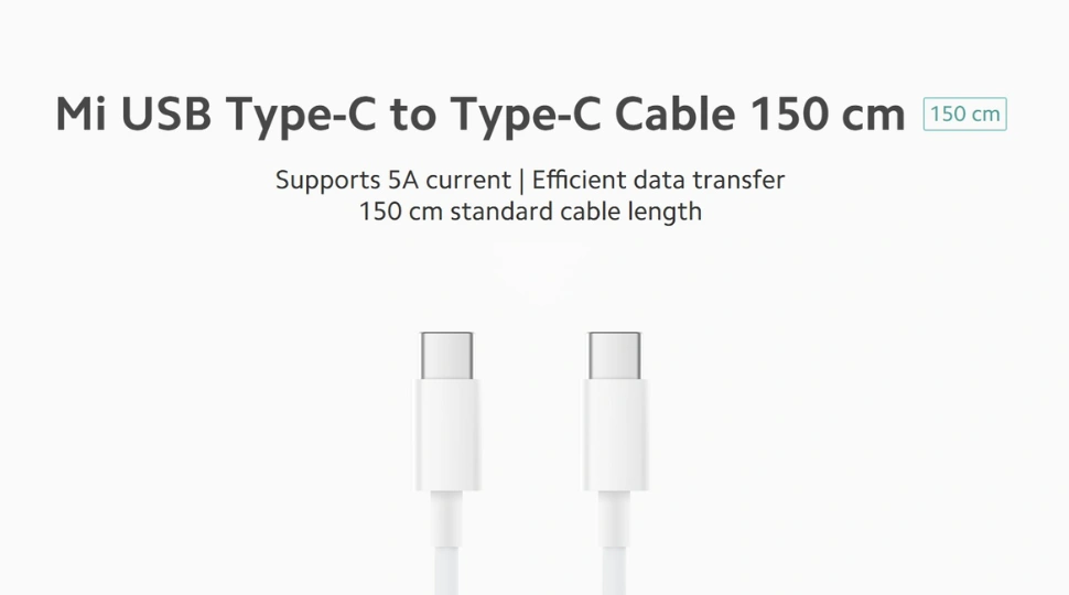 Xiaomi USB Type-C to Type-C Cable 150 cm Price in Bangladesh